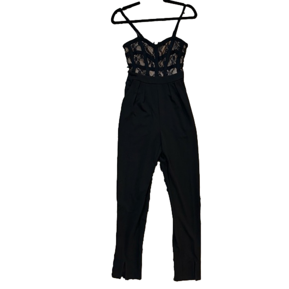 Skirt and Stiletto Women’s Black Lace Sleeveless Straight Leg Jumpsuit